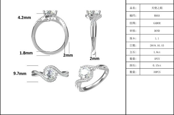 Bague de fiançailles de établissement lumineuse simple de mariage de torsion de ruban de Moissanite de coupe de rond d'infini de femmes de l'arrivée S925