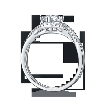 Bague de fiançailles de établissement lumineuse simple de mariage de torsion de ruban de Moissanite de coupe de rond d'infini de femmes de l'arrivée S925