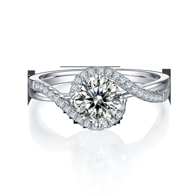 Bague de fiançailles de établissement lumineuse simple de mariage de torsion de ruban de Moissanite de coupe de rond d'infini de femmes de l'arrivée S925