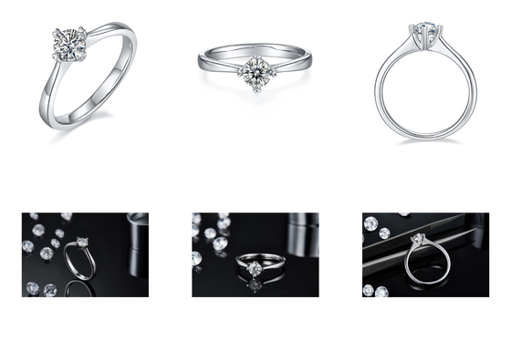 9K avec Madame minimaliste Ring de mosaïque de bijoux argentés de Moissanite