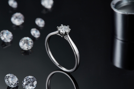0.5ct forment l'anneau de Diamond Jewelry With Silver Women de laboratoire de Hexgonal