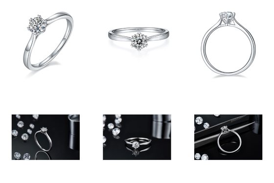 0.5ct forment l'anneau de Diamond Jewelry With Silver Women de laboratoire de Hexgonal