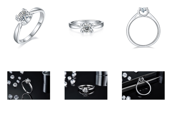 9K avec les bijoux les épousant minimalistes argentés de Ring Square White Moissanite Diamond