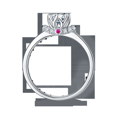 Bijoux plaqués uniques de femmes de Ring Custom Moissanite Ring Engagement d'or blanc de style de fleur