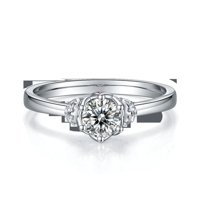 Bijoux plaqués uniques de femmes de Ring Custom Moissanite Ring Engagement d'or blanc de style de fleur