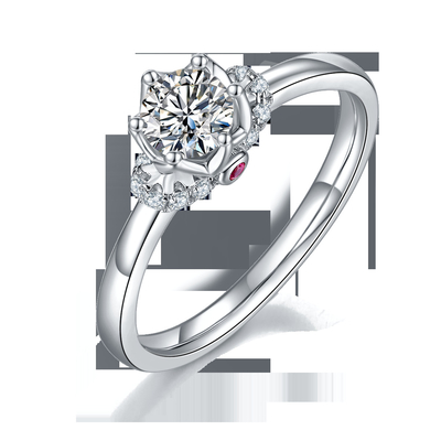 Bijoux plaqués uniques de femmes de Ring Custom Moissanite Ring Engagement d'or blanc de style de fleur