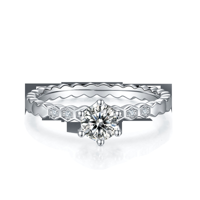 La conception l'engagement blanc de Moissanite de 1.16CTW Wavilion et de Sapphire Platineve Diamonds Jewelry pour des femmes sonnent