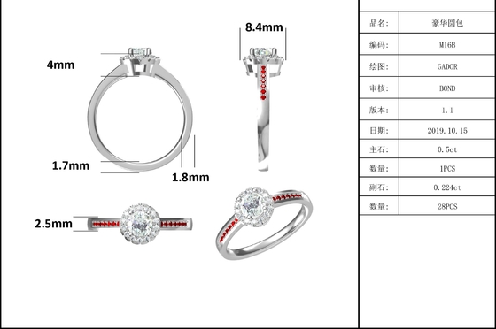 Anneau argenté de femmes de la coupe 9k Moissanite 925 ronds en pierre principaux de modèle