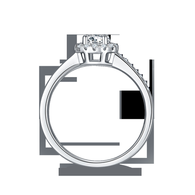 Anneau argenté de femmes de la coupe 9k Moissanite 925 ronds en pierre principaux de modèle