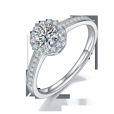 Anneau argenté de femmes de la coupe 9k Moissanite 925 ronds en pierre principaux de modèle