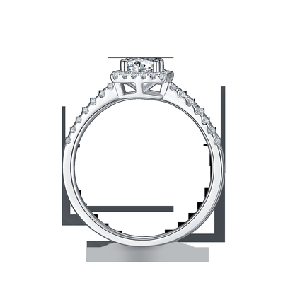 Les diamants carrés faits sur commande de Moissanite de conception de splendeur blanche pavent l'engagement pour des femmes sonnent