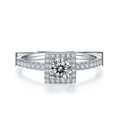 Les diamants carrés faits sur commande de Moissanite de conception de splendeur blanche pavent l'engagement pour des femmes sonnent