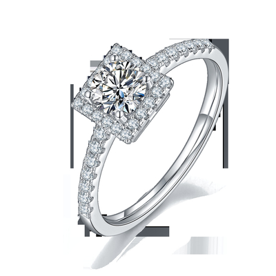 Les diamants carrés faits sur commande de Moissanite de conception de splendeur blanche pavent l'engagement pour des femmes sonnent