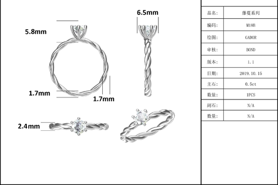 Les fiançailles de Moissanite pour l'or blanc d'alliance de Ring Set Diamonds And Sapphire de femmes pavent