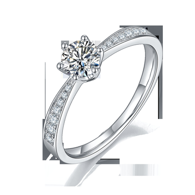 Or blanc Moissanite Ring Vintage Engagement Ring de la bague de fiançailles 14K de Milgrain Moissanite