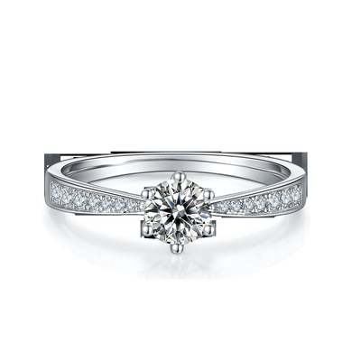 Or blanc Moissanite Ring Vintage Engagement Ring de la bague de fiançailles 14K de Milgrain Moissanite
