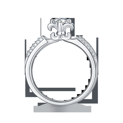La fleur a coupé l'or blanc Ring Moissanite Engagement de Ring Unique 14KN d'engagement de Moissanite   Anneau