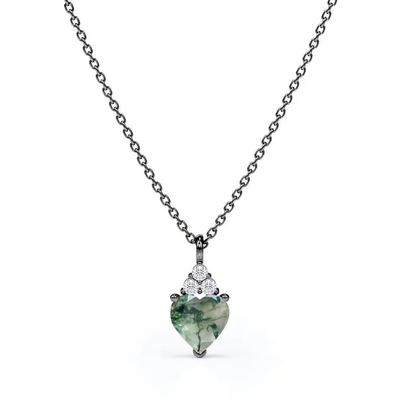 Collier simple cru argenté de Moss Crystal Agate Jewelry Complete Wedding de vert de l'amende 925 à vendre