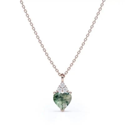Collier simple cru argenté de Moss Crystal Agate Jewelry Complete Wedding de vert de l'amende 925 à vendre