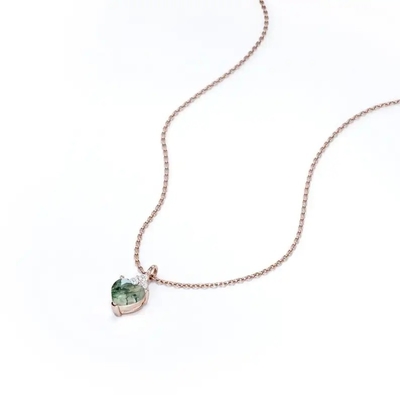 Collier simple cru argenté de Moss Crystal Agate Jewelry Complete Wedding de vert de l'amende 925 à vendre