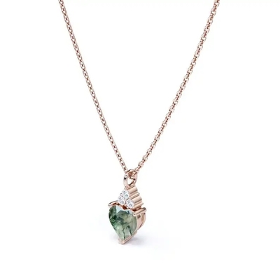 Collier simple cru argenté de Moss Crystal Agate Jewelry Complete Wedding de vert de l'amende 925 à vendre