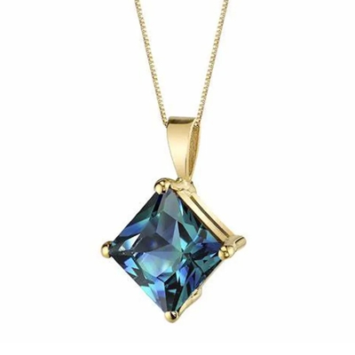 L'or a plaqué en gros 925 Sterling Silver Jewelry Fashion Women que le laboratoire de collier a créé le pendant en pierre d'Alexandrite