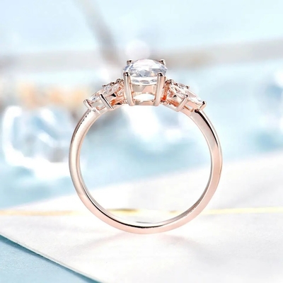 Les femmes 925 d'or de Rose que Sterling Silver Bridal Marquise Jewelry a facetté l'ovale ont coupé l'engagement Ring For Women de Moonstone