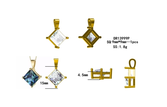 L'or pendant de collier de femmes de mode de pierre d'Alexandrite créé par laboratoire a plaqué