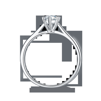 Argent l'épousant minimaliste Ring Round Cut White Moissanite CZ des bijoux 9K