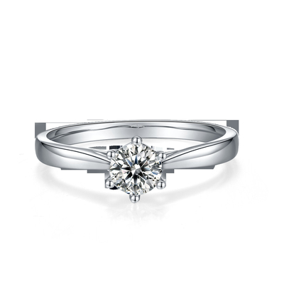 Argent l'épousant minimaliste Ring Round Cut White Moissanite CZ des bijoux 9K