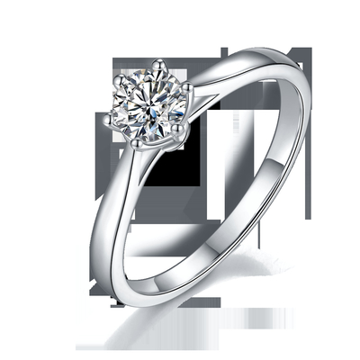 Argent l'épousant minimaliste Ring Round Cut White Moissanite CZ des bijoux 9K