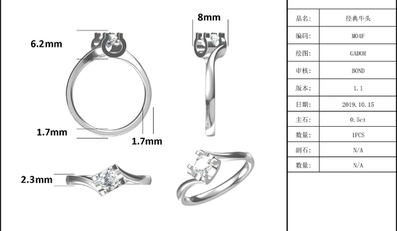 Bijoux les épousant minimalistes de la CZ Moissanite 9K d'anneau argenté blanc trapézoïdal de RD 4MM