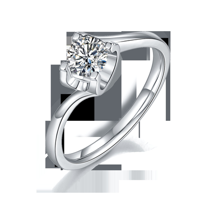 Bijoux les épousant minimalistes de la CZ Moissanite 9K d'anneau argenté blanc trapézoïdal de RD 4MM