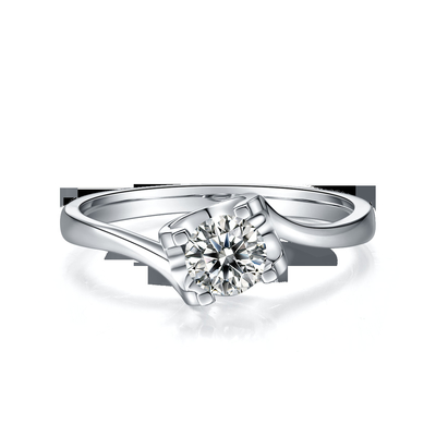 Bijoux les épousant minimalistes de la CZ Moissanite 9K d'anneau argenté blanc trapézoïdal de RD 4MM