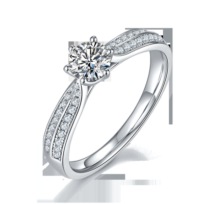 Le minimaliste conçoit des bijoux de l'or 9K, Moissanite 925 Ring Set argenté