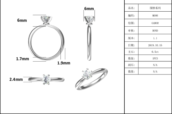 925 Sterling Silver Moissanite Diamond Rings pour épouser des fiançailles