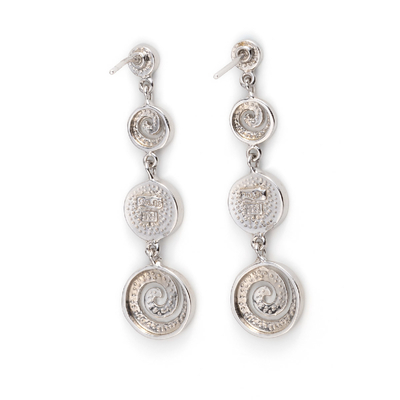 925 avec Sterling Silver Greek Opal Dangle Meander Meandros Earrings bleu principal pour des femmes