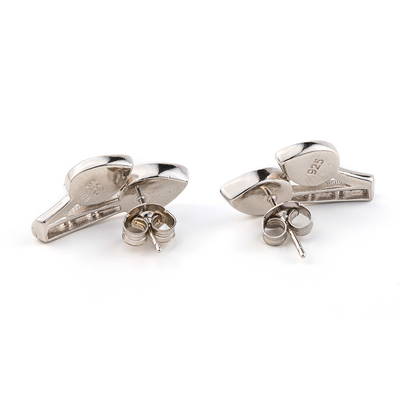 925 avec le bleu principal de Sterling Silver Greek   Boucles d'oreille opales de haute qualité de goujon de feuille de méandre