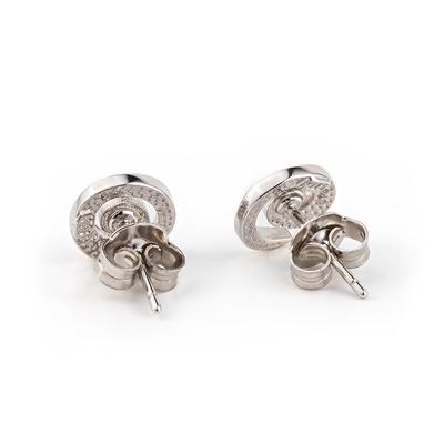925 avec le bleu principal de Sterling Silver Vintage Greek   Boucles d'oreille en spirale opales de goujon de méandre pour des femmes