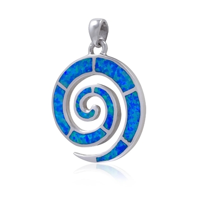 925 avec la clé de Sterling Silver Greek    Pendant créé d'Opal Cocktail de l'arc-en-ciel des femmes pendantes opales de spirale de méandre