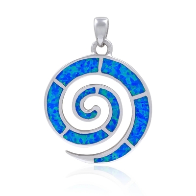 925 avec la clé de Sterling Silver Greek    Pendant créé d'Opal Cocktail de l'arc-en-ciel des femmes pendantes opales de spirale de méandre
