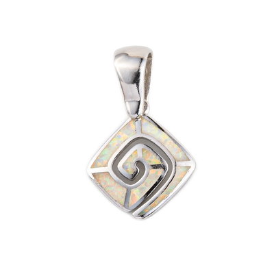 925 avec la clé de Sterling Silver Greek    Pendant créé d'Opal Cocktail de l'arc-en-ciel des femmes pendantes opales de spirale de méandre