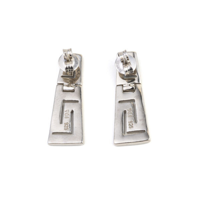 925 avec la clé Garnet Stud Meander Opal bleu naturel de Sterling Silver Greek   Boucles d'oreille pour des femmes