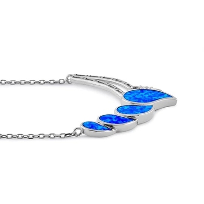 925 avec le pendant bleu d'Opal Anthurium Bouquet Greek de laboratoire de Sterling Silver   Le feu Opal Jewelry