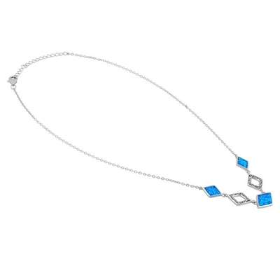 925 avec le pendant bleu d'Opal Anthurium Bouquet Greek de laboratoire de Sterling Silver   Le feu Opal Jewelry