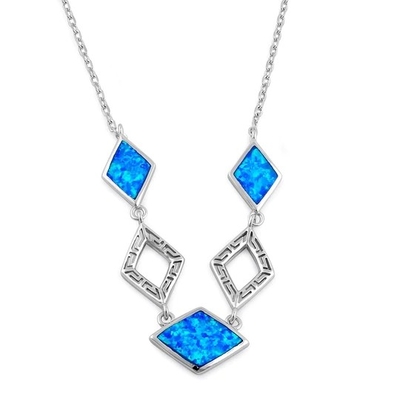 925 avec le pendant bleu d'Opal Anthurium Bouquet Greek de laboratoire de Sterling Silver   Le feu Opal Jewelry