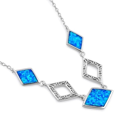 925 avec le pendant bleu d'Opal Anthurium Bouquet Greek de laboratoire de Sterling Silver   Le feu Opal Jewelry