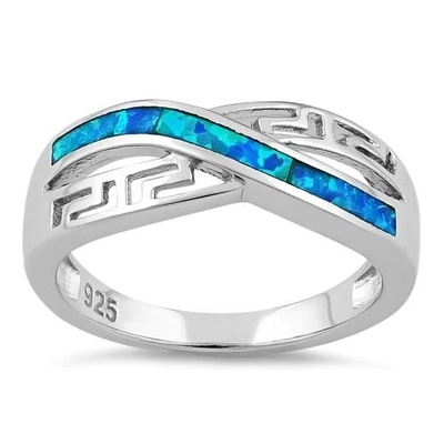 Opal Stone Engagement Ring bleu grec naturel de haute qualité pour des cadeaux avec 925 Sterling Silve