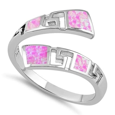 925 avec le modèle de Sterling Silver Greek Inifinity   Anneau opale Opal Jewelry cru de bande de laboratoire