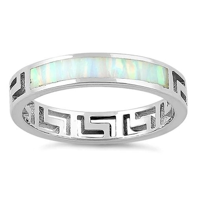 925 avec le modèle de Sterling Silver Greek Inifinity   Anneau opale Opal Jewelry cru de bande de laboratoire